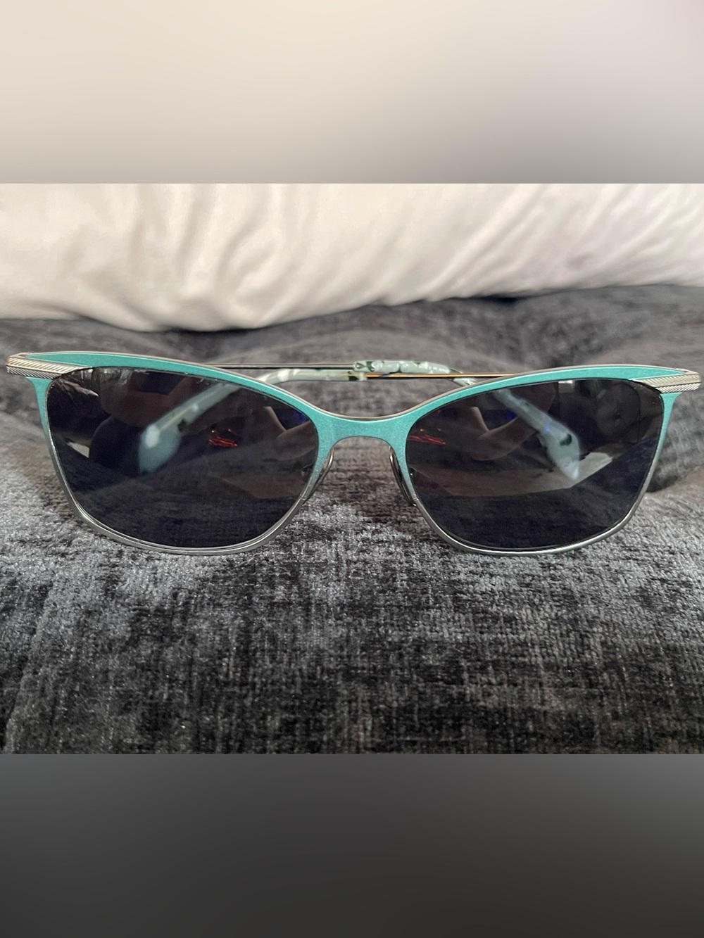 Emporio Armani Teal Cat-Eye Sunglasses with Dark Lenses